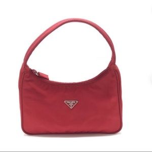 Prada mini nylon handbag red
